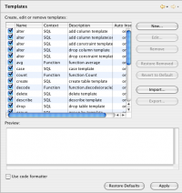 SQL Template Prefs