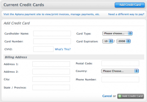 Add Credit Card form