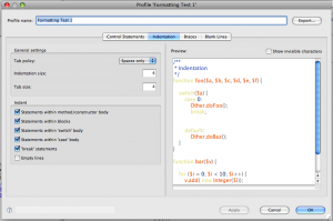 PHP Formatting Set Panel